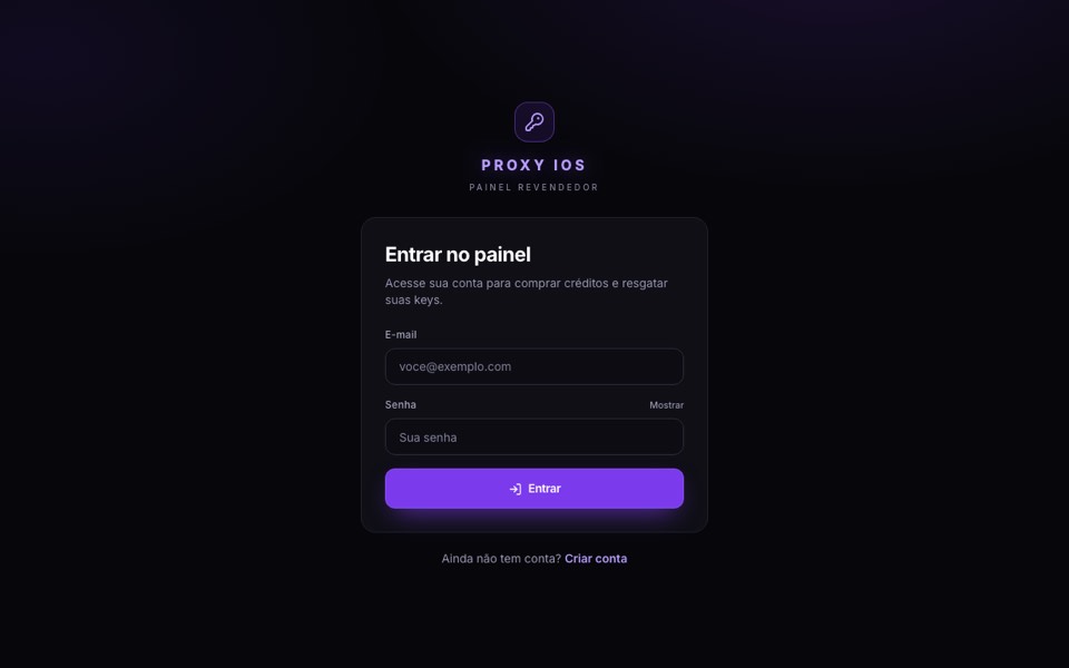 Tela do painel PROXY IOS